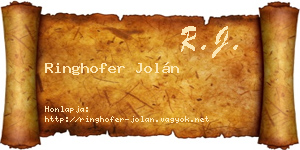 Ringhofer Jolán névjegykártya